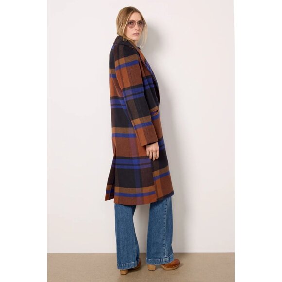 Avec Les Filles Navy Rust Plaid Walker Coat from Anthropologie - Picture 4 of 5